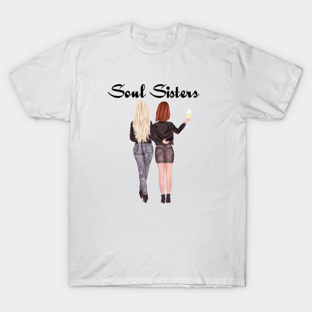 Soul Sisters Best Friends Graphic Design T-Shirt by AdrianaHolmesArt